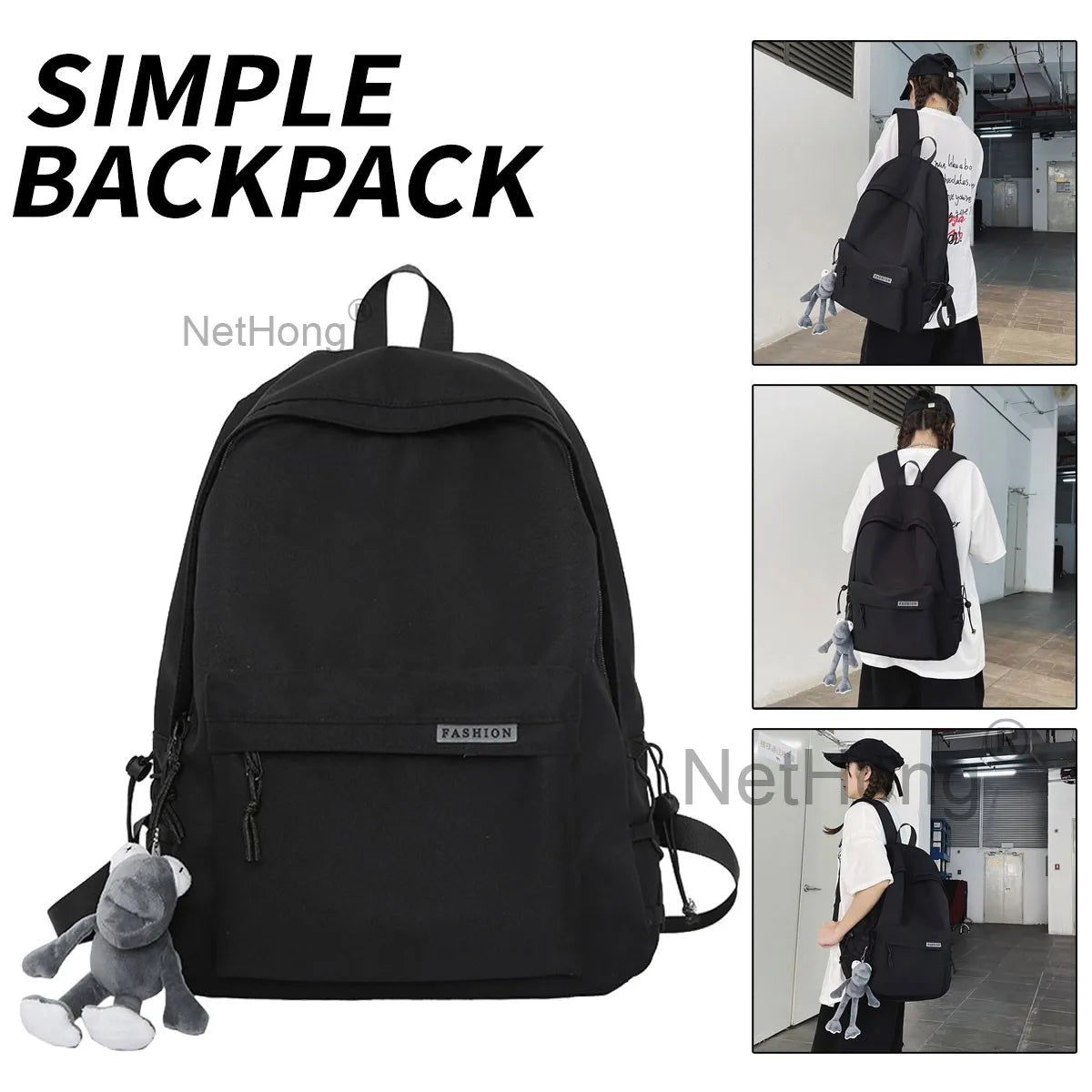 Retro Backpack School Rucksack for Laptop/Travel/Work Plain Bag UK