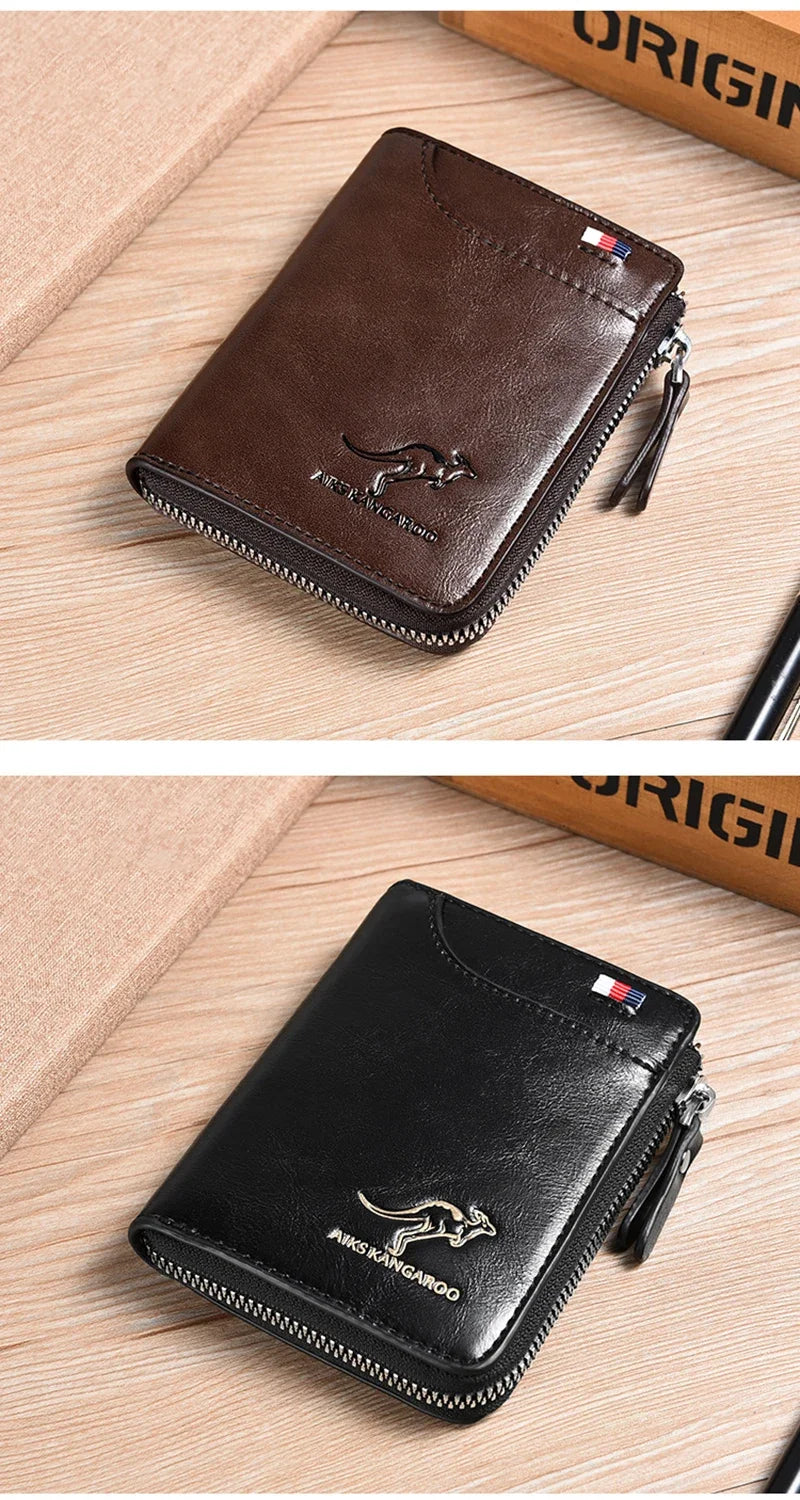 ANTI RFID Blocking Protection for Men High Quality Wallet Zipper Business Card Holder Purse Luxury Wallets Carteira Masculina