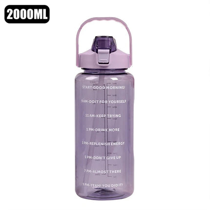 2L Large Straw Water Bottle Portable Sports Gym Fitness Drink Cup