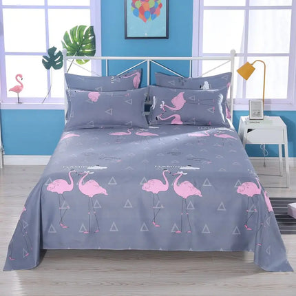 Okeywow polyester cotton flat bed sheet in single, queen, or king size with linen finish, no pillow cover included.