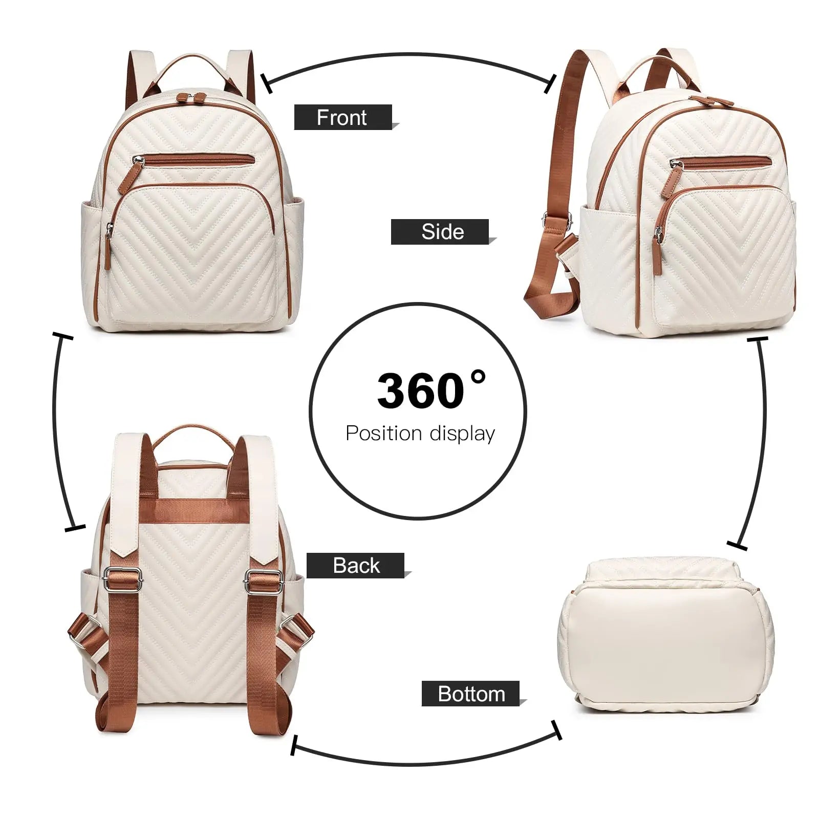 Miss Lulu Women's Fashion Backpack - PU Leather Anti-Theft Rucksack, Waterproof Mini Daypack for Girls