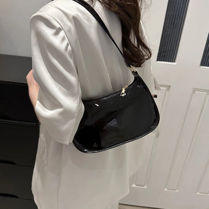 Women PU Leather Shoulder Bag Retro Solid Color Hobo Underarm Handbag Casual Designer