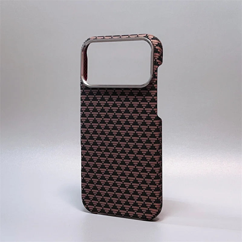 iPhone 14/15/16/17 Pro Max/Air Case Carbon Fiber Abstract Geometric for MagSafe Cover Camera Alloy Armor Military Shockproof