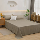 OKEYWOW solid color single and double bed sheet with machine washable dorm bedding linen, pillowcase not included.