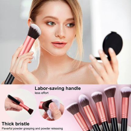 OKEYWOW makeup brush set with 14/16 soft, fluffy brushes for eyeshadow, foundation, blush, and powder application.