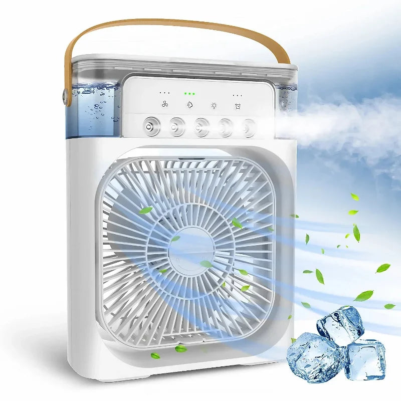 Portable 3-in-1 Air Conditioner: Household Small Air Cooler with LED Night Lights, Humidifier, and Air Adjustment