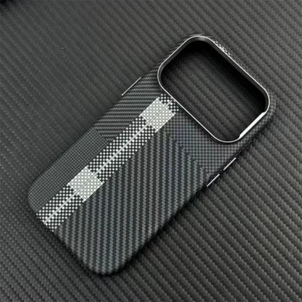 OKEYWOW iPhone 15/16/17 Pro Max fashion carbon MagSafe case with camera lens protection and hard PC cover.