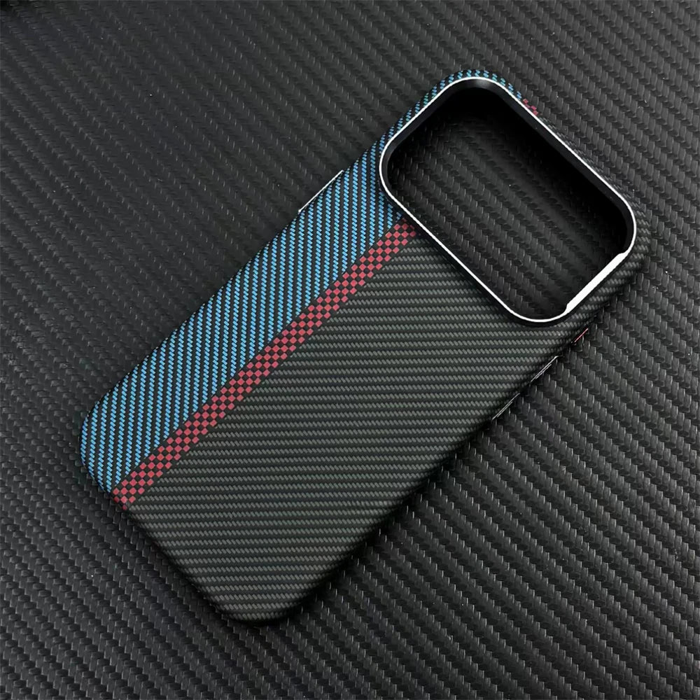 Fashion Carbon Color Magnetic Phone Case for iPhone 17 16 15 Pro Max For Magsafe Back Cover Camera Lens Protection PC Hard Shell
