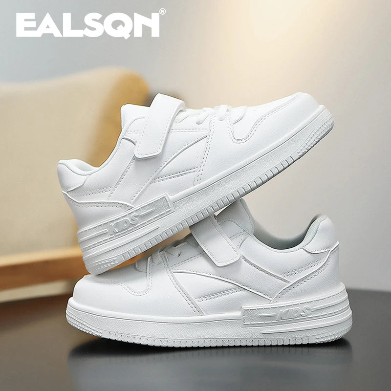 White Kids' Fashion Sneakers: Non-Slip Casual Shoes for Boys and Girls