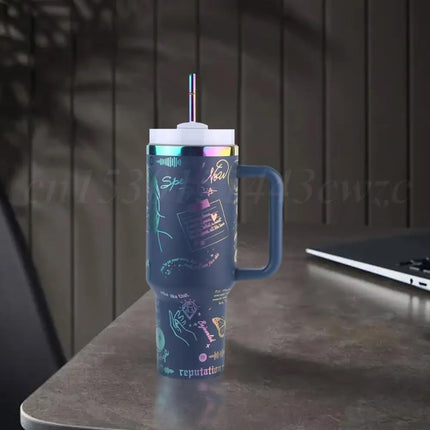 ThermoRide 40oz Stainless Steel Car Mug Vacuum Insulated Travel Tumbler with Straw