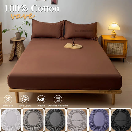 Cotton fitted sheet with elastic edge for non-slip mattress cover, suitable for 90x200cm to 160x200cm beds, by OKEYWOW