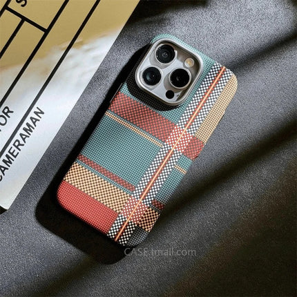OKEYWOW iPhone 15/16/17 Pro Max Relief Carbon Fiber MagSafe case with metal lens camera protection and hard PC cover.
