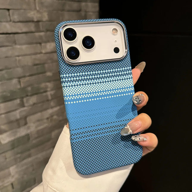 OkeyWOW Kevlar carbon fiber plaid MagSafe slim protective case for iPhone 17/16 Pro, Air, Pro Max, featuring durable design and precise cutouts.