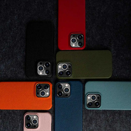 Luxury genuine leather business case for iPhone 11-15 Pro Max by okeyWOW, features sleek design and premium craftsmanship.