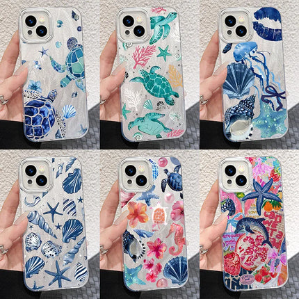 OKEYWOW iPhone Sea Turtle case made of PC and TPU, shockproof cover for iPhone 17, 16, 15, 14, 13, 12, 11 Pro Max, XR, XS