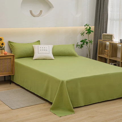 OKEYWOW solid color single and double bed sheet, machine washable dorm bedding linen, with pillowcase not included, in a clean design.