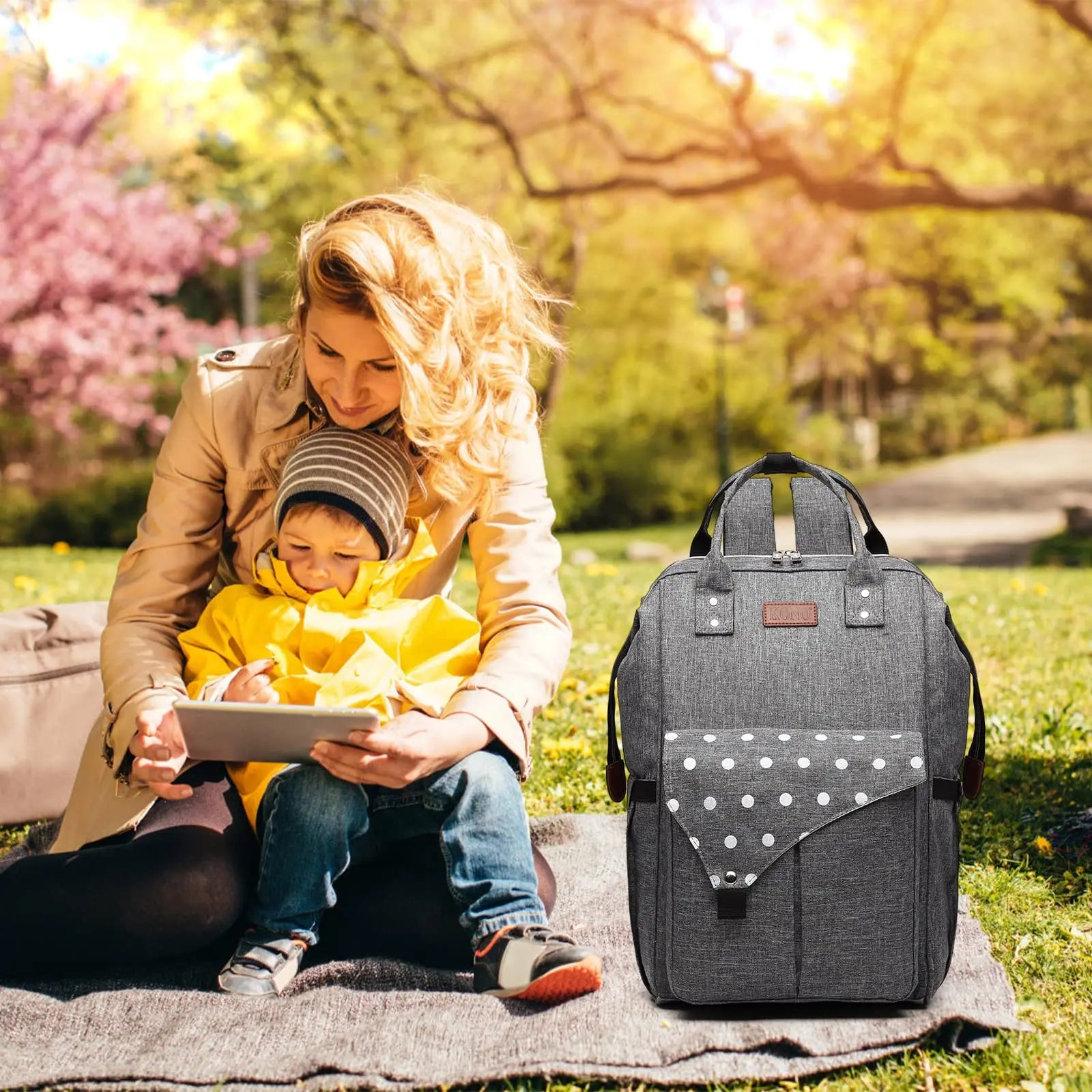 Baby Changing Backpack - Waterproof Diaper Bag with USB Port & Stroller Straps, 15.6" Laptop Compartment for Parents