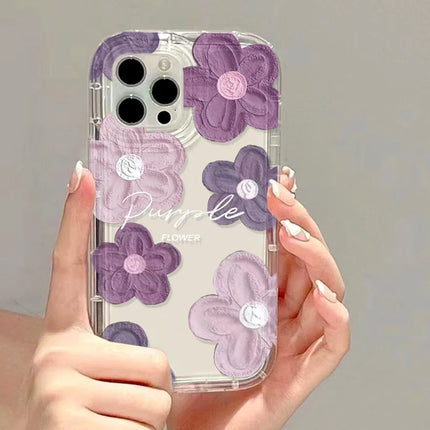OKEYWOW iPhone oil painting flower shockproof soft back cover for models 11 to 16, featuring a colorful floral design on a protective case.