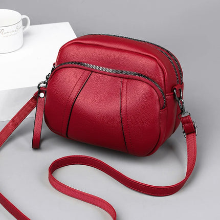 Women Rivet Crossbody Phone Bag Soft Leather Small Square Shoulder Bag Zipper Purse