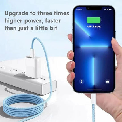 35W Fast Charging USB-C to Lightning Cable iPhone 14/13/12/11/X Quick Charge Braided 1m/2m - OKEYWOW