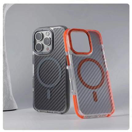 Luxury Carbon Fiber MagSafe Armor Case for iPhone Non-Slip Shockproof Cover