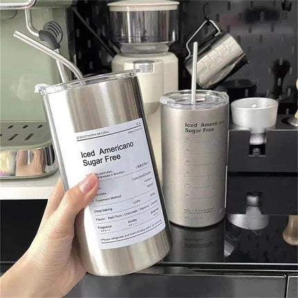 ThermoSip 600ml Stainless Steel Travel Mug Straw Leakproof Insulated Drink Bottle