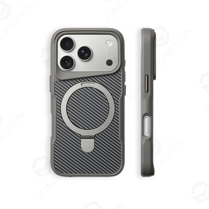 Stealth Carbon Kickstand Magnetic Armor Case for iPhone 17/16/15/14/13/12 Pro Max Soft Shield Cover