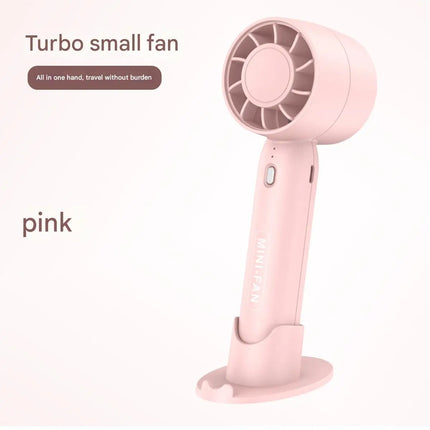 Turbo Handheld USB Mini Fan with Desktop Stand & Long Battery