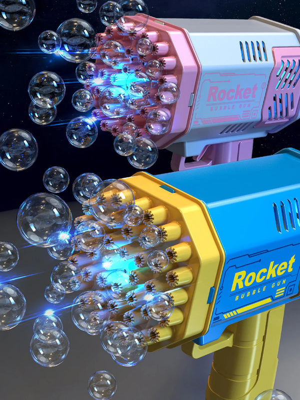 40-Hole Bubble Gun: Automatic Bubble Machine in Rocket Gun Shape, Soap Blower Toy for Kids - Perfect for Parties and Events