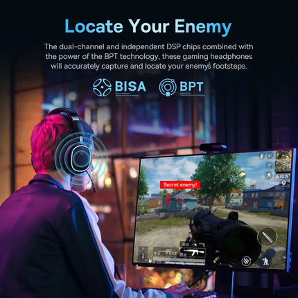 OkeyWOW Baseus GH02 Bluetooth gaming wireless over-ear headset with RGB lighting, built-in mic, for immersive gaming audio.