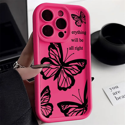 OKEYWOW iPhone butterfly painting silicone shockproof case for iPhone 12, 13, 14, 15, 16, 17 Pro Max, XR, XS, SE with soft cover
