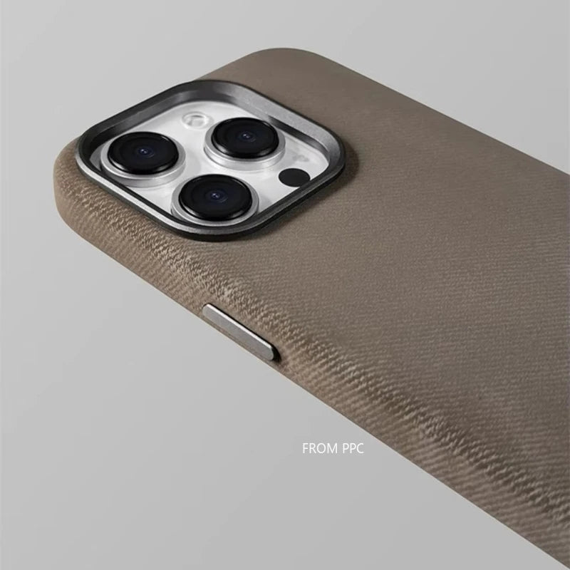 Flannel Magnetic Phone Case for iPhone 17 Pro Max 15 16 Matte Wireless Charging Magsafe Back Cover Microfiber Cloth Shell Fundas