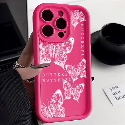 OKEYWOW iPhone butterfly painting silicone shockproof case for iPhone 11 Pro Max, XR, XS, SE, 12, 13, 14, 15, 16, 17 series