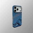 OKEYWOW iPhone 15 Pro Max magnetic snow mountain case with matte finish, hard PC protection, and camera lens cover.