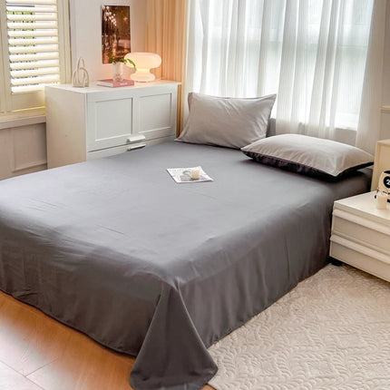 OKEYWOW solid color brushed fabric bedding set with duvet cover, pillowcases, bed sheet, available in single, queen, and king sizes