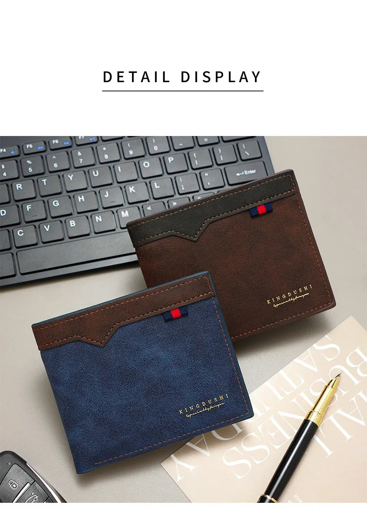 2025 New Men's Bifold Short Wallet Fashionable Minimalist Casual Multi Slot Purse Large Capacity Zipper Man Wallet with Coin Bag