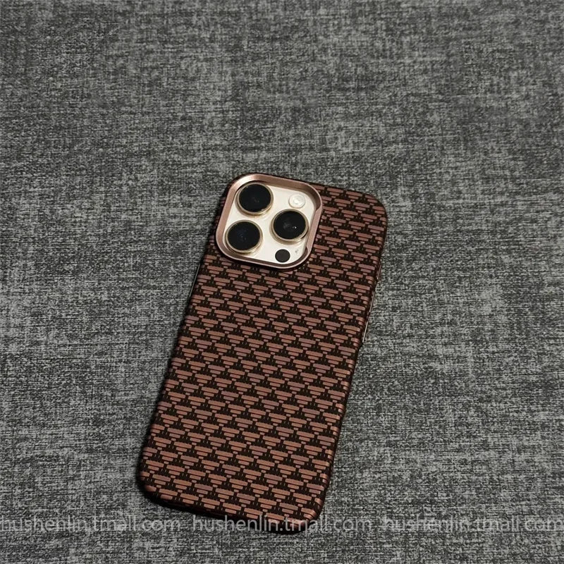 2026 New Mountain Relief Carbon Case for iPhone 16 15 Pro Max MagSafe Back Cover Hard PC Buttons Frame Protective Phone Shell