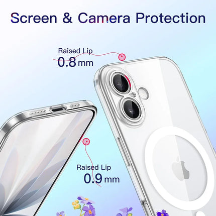 OKEYWOW iPhone 17–11 MagSafe hybrid case with camera protection, silicone and hard cover design, featuring magnetic attachment.