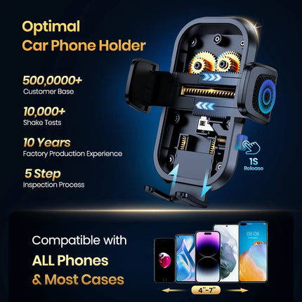 TOPK Extendable Car Phone Holder Metal Hook Air Vent Mount Stable Grip Stand