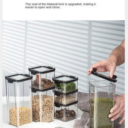 FreshLock Grain Storage Jar Set Sealed Plastic Moisture Proof Kitchen Organizer Box