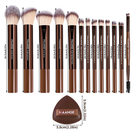Velora Beauty 13pcs Makeup Brush Set Soft Fluffy Powder Eyeshadow Kabuki Blending with 2 Air Cushion Puffs