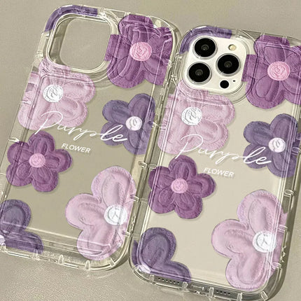 OKEYWOW iPhone oil painting flower shockproof soft back cover for iPhone 11, 12, 13, 14, 15, 16 Pro Max XR XS SE models