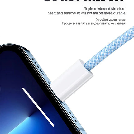 35W Fast Charging USB-C to Lightning Cable iPhone 14/13/12/11/X Quick Charge Braided 1m/2m - OKEYWOW
