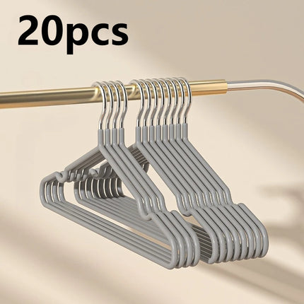 Set of 20/30 metal clothes hangers by OKEYWOW with anti-slip design, heavy-duty construction, and space-saving features for closets.
