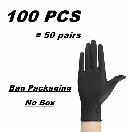 NitraGuard Black Nitrile Disposable Gloves Latex Free for Cleaning Mechanic & Beauty Use