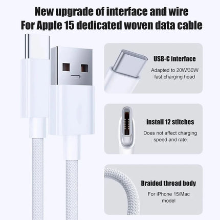 TurboBraided 60W USB C Cable for iPhone 17 16 15 Pro Max Air Plus Fast Charge Type C Data Cable