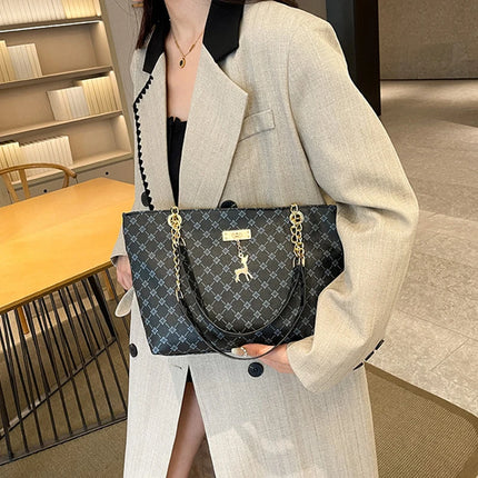 Women Autumn Winter Shoulder Bag Large Capacity Tote Handbag Presbyopic Style