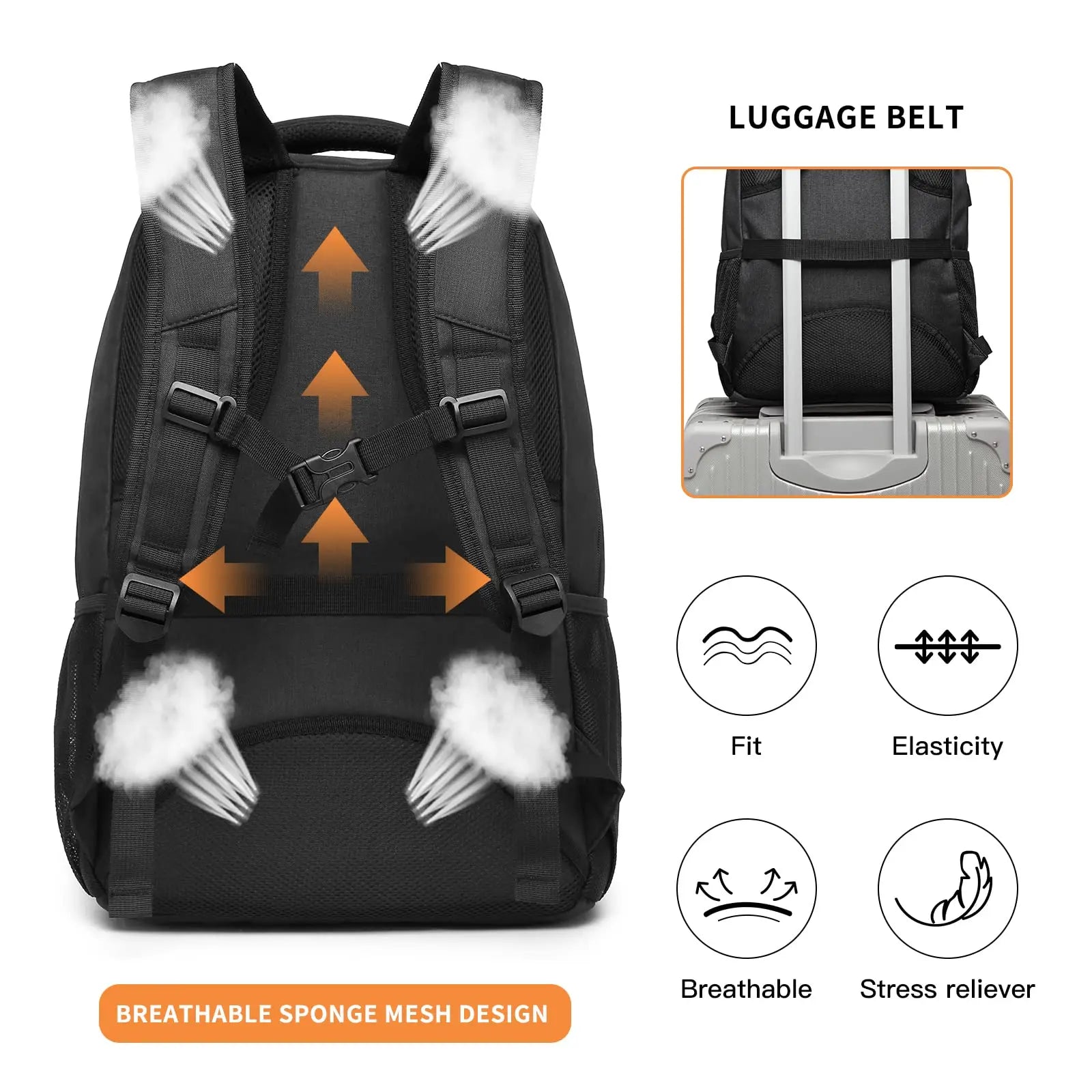 Laptop Backpack for Men & Women - USB Charging Port, Lightweight Business Travel Rucksack Fits 15.6" Notebook, College/Daypack