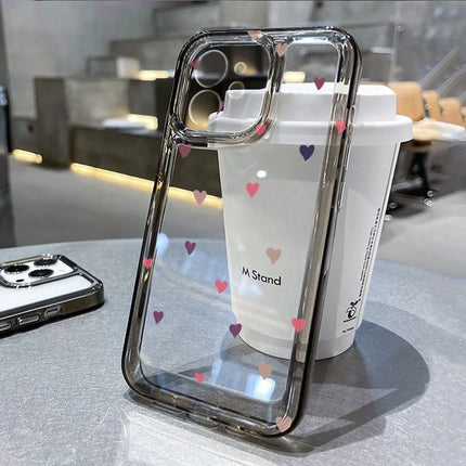 OKEYWOW clear heart iPhone case for models 11 to 15, shockproof soft cover with heart design, fits Pro Max, XR, XS, SE.
