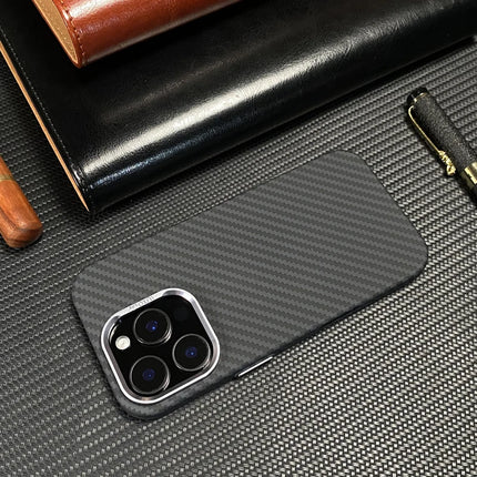 iPhone MagSafe Case Alloy Lens 3D Relief Carbon Fiber Texture Hard PC Wireless Charging Cover